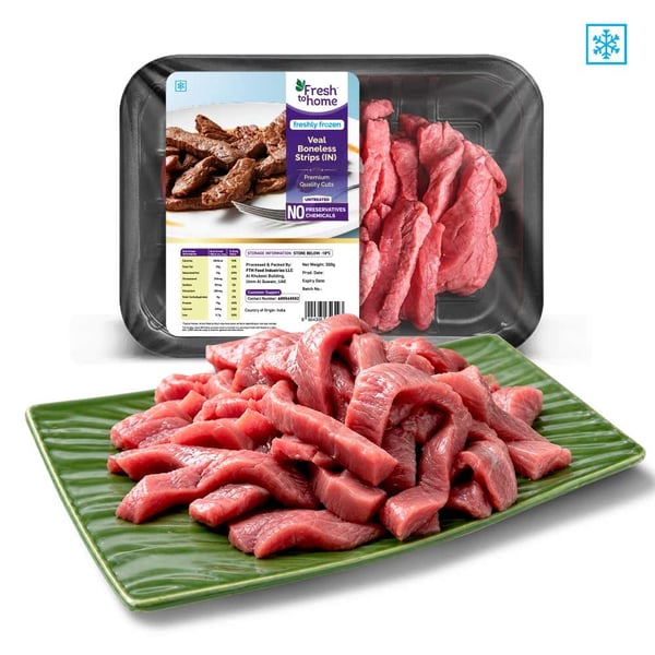 Veal Boneless Strips (IN) (280g to 300g Pack, Freshly Frozen)