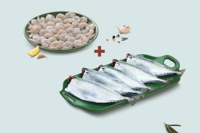 Combo: (Indian Prawns/Venami (60+ Count/kg) (PD) 480g + Mackerel/Ayala (5 to 9 Count/kg) Whole Cleaned 480g)