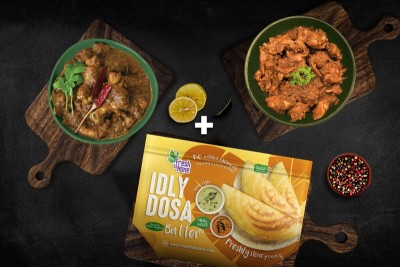 Triple Combo: (250g Tangy Chicken Ghee Roast + 250g Spicy Chettinad Chicken + 1kg Idly/Dosa Batter)
