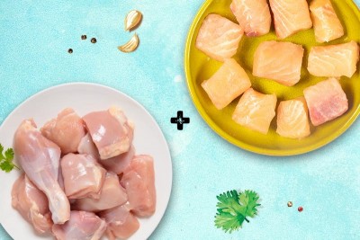 Combo: (480g Premium Chicken Skinless Curry Cut + 480g Fresh Baasa / Pangasius  Boneless Cubes)