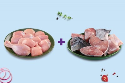 Combo: (480g Premium Chicken Skinless Curry Cut + 480g Catla (1kg to 2kg) Bengali Cut with Head)