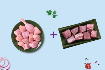 Combo: (Premium Chicken Skinless Curry Cut 480g Pack + Tuna / Choora / Choorai Curry Cut 480g Pack)