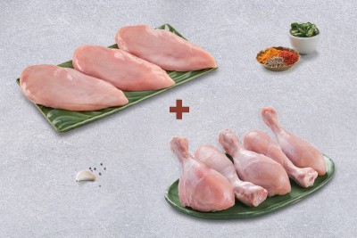 Combo: (Premium Chicken Breast Fillet 480g + Premium Chicken Skinless Drumsticks Pack of 5)