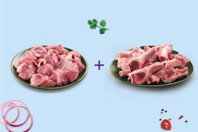 Combo: (Premium Goat Curry Cut 480g Pack + Mutton Soup Bones 250g Pack)