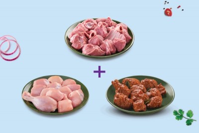 Triple Combo: (480g Premium Goat Curry Cut + 480g Premium Chicken Skinless Curry Cut + 250g Granny's Masala Fried Chicken)