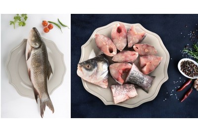 Rohu / Rui of 900g to 1kg sized fish Cut in Pieces (Curry Cut) 1 Full Fish/Pack
