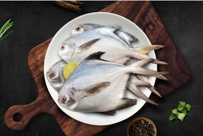 Silver Pomfret/ Avoli (4 Fish/Pack) (Pre-cleaned Size: 100-150g/Pc ) - Whole (Unleaned, as is)