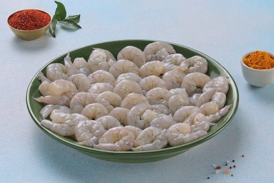 Indian Prawns / Venami / Vannamei / Jhinga / Chemmin (70+ Count/kg) - Peeled, Cleaned but not deveined (PUD) (240g to 260g Pack)
