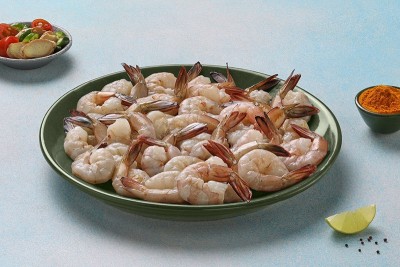 White Prawns / Naaran / Jhinga (90 to 100 count) - Headless (with shell & tail) (300g to 320g Pack)