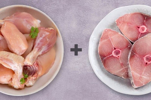 Combo Pack (500g Premium Tender & Antibiotic-residue-free Chicken Skinless Curry Cut + 400g SeerFish / Aykoora / Neymeen Steaks)