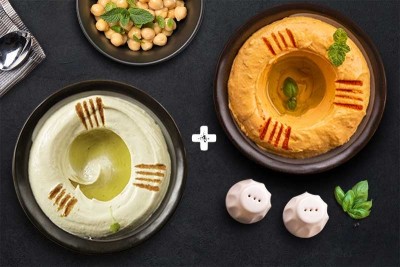 Hummus Combo/كومبو حمص - Spicy + Regular (2 pieces) 
