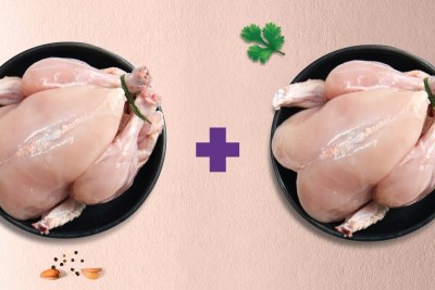 Special Pack: Premium Tender and Antibiotic-residue-free Chicken - Skinless Whole Uncut (Pack of 2)